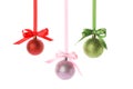 Multicolored glittering Christmas baubles isolated Royalty Free Stock Photo