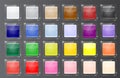 Multicolored glossy glassy square button vector illustration