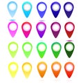 Multicolored glossy map point symbols set for the world map, arrows web icon, mesh object, infographics