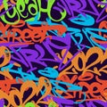 multicolored graffiti background with spray letters, bright colored lettering tags