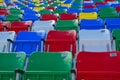 Multicolored grandstand fans at the speedway Daytona 500