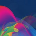 Multicolored, graphic, abstract background created from overlapping curved lines