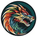 graphic logo of a mesoamerican dragon in a circle 4