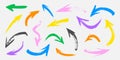 Multicolored hand drawn arrows.Set of grunge pointers.Vector illustration Royalty Free Stock Photo