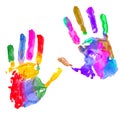 Multicolored hand print