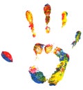 Multicolored hand print