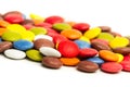 Multicolored hard shell chocolate candies isolated