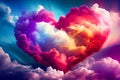 Multicolored heart in the clouds. Generative AI, Generative, AI Royalty Free Stock Photo