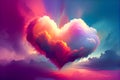 Multicolored heart in the clouds. Generative AI, Generative, AI Royalty Free Stock Photo