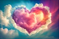 Multicolored heart in the clouds. Generative AI, Generative, AI Royalty Free Stock Photo