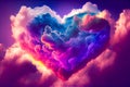 Multicolored heart in the clouds. Generative AI, Generative, AI Royalty Free Stock Photo