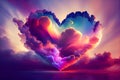 Multicolored heart in the clouds. Generative AI, Generative, AI Royalty Free Stock Photo