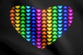 Multicolored heart from hearts on black fabric texture