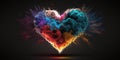 Multicolored Heart Shaped Firework Cloud Conceptual AI Generated