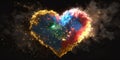 Multicolored Heart Shaped Firework Cloud Conceptual AI Generated