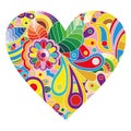 Multicolored heart on white.