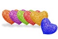 Multicolored hearts' row Royalty Free Stock Photo