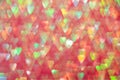 Multicolored hearts, sparkling bokeh, abstract defocused background for Valentine's Day Royalty Free Stock Photo