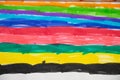 multicolored horizontal stripes painted by a child in the album as a background, rainbow Royalty Free Stock Photo