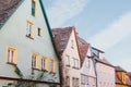 Multicolored houses with many windows in Rothenburg ob der Tauber in Germany. Royalty Free Stock Photo