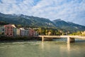 Multicolored houses at shore of river Inn at Innsbruck, Austria