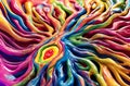 Multicolored human brain exploding with colors. Brain creativity concept. Generative AI.