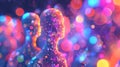 multicolored human figure with colorful bokeh background