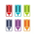 Multicolored icons of pencils Royalty Free Stock Photo