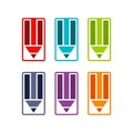 Multicolored icons of pencils