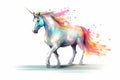 Multicolored illustration of a fabulous unicorn. Generative ai