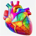 Multicolored illustration of heart. AI generative
