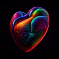 Multicolored illustration of heart symbol. AI generative