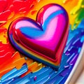 Multicolored illustration of heart symbol. AI generative