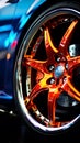 Multicolored illustration of a sport car wheel. Alloy wheels made from an alloy of aluminium or magnesium.