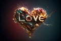 Multicolored illustrative design with the word love. Creative visual effects.