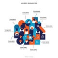 Multicolored infographic illustrating audience segmentation. Features stylized icons Royalty Free Stock Photo