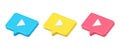 Multicolored isometric collection play buttons quick tips decorative 3d icon vector illustration