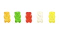 Multicolored jelly bears candy isolated on white background. Jelly Bean