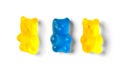 Multicolored jelly candies gummy bears, isolated on white background Royalty Free Stock Photo