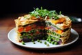 Multicolored Layered vegetable pie. Generate Ai