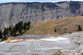 Multicolored limestone deposits in Mammoth Hot Springs in Yellowstone park