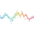 Multicolored line graph displaying data trends on a white background. The graph Royalty Free Stock Photo