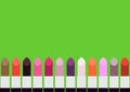 Multicolored lipstick set. Flat illustration Royalty Free Stock Photo