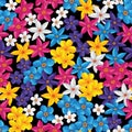 Multicolored little flowers seamless vector pattern.