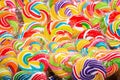 Multicolored lollipops, candy background