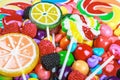 Multicolored lollipops, candy and chewing gum Royalty Free Stock Photo