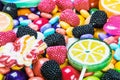 Multicolored lollipops, candy and chewing gum