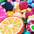 Multicolored lollipops, candy and chewing gum background Royalty Free Stock Photo