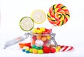 Multicolored lollipops, candy and chewing gum Royalty Free Stock Photo