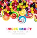 Multicolored lollipops, candy and chewing gum Royalty Free Stock Photo